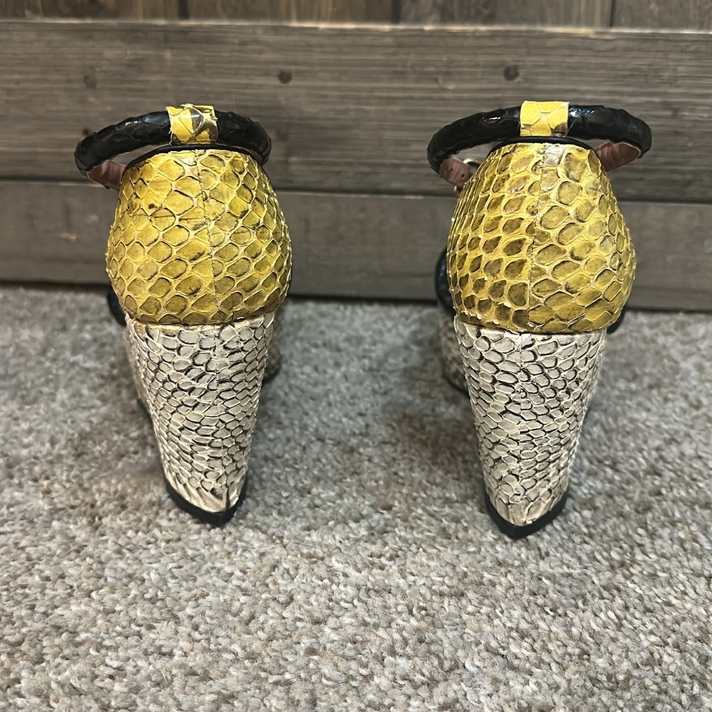 Derek Lam Bristol Python Colorblock Open-Toe Wedge - image 4